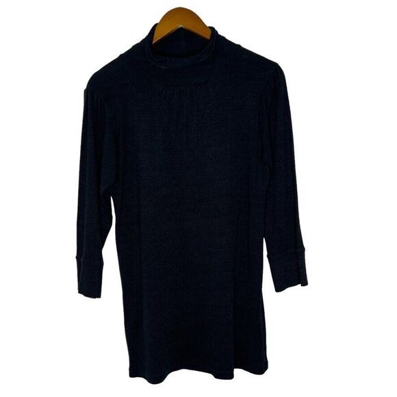 Michael Stars Black Gail Ribbed Fitted Long Sleeve Shirt One Size Women - Picture 1 of 9